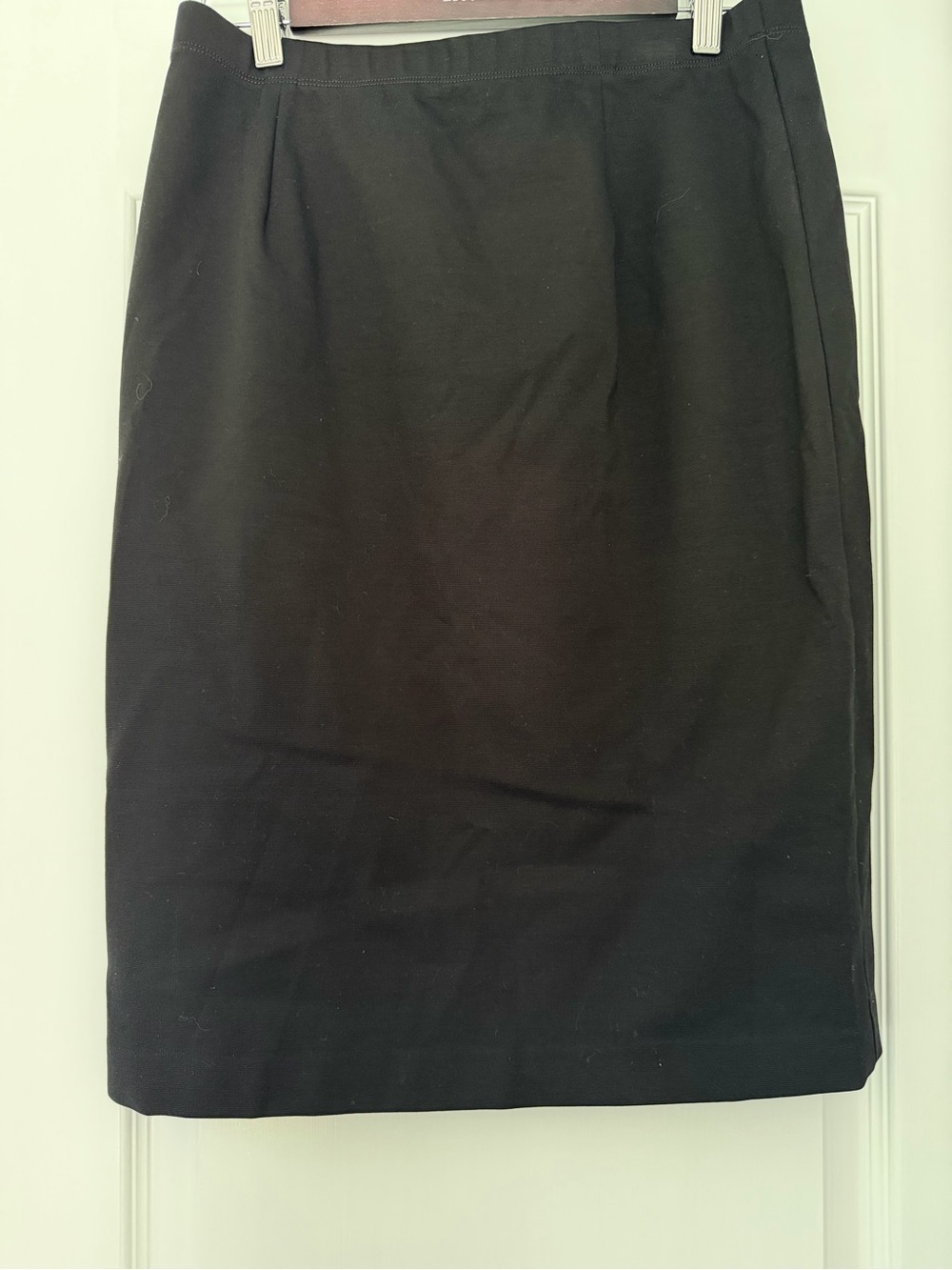 Eileen Fisher Black Ponte Knit Pencil Skirt Side Slit Stretch Size M Capsule - Picture 3 of 6